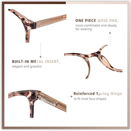 OPTOFENDY TR90 Reading Glasses for Women, Fashion Round Blue Light Blocking Computer Readers with Anti Eyestrain & UV Glare