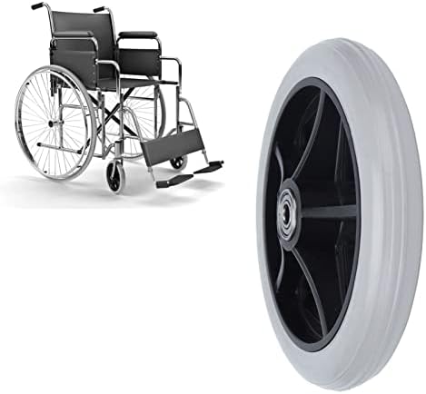 6in 5 Hole Solid Wheel, PU Wheelchair Rollator Caster Hub Replacement 608ZZ Metal Bearing for Wheelchairs, Rollators, Walkers