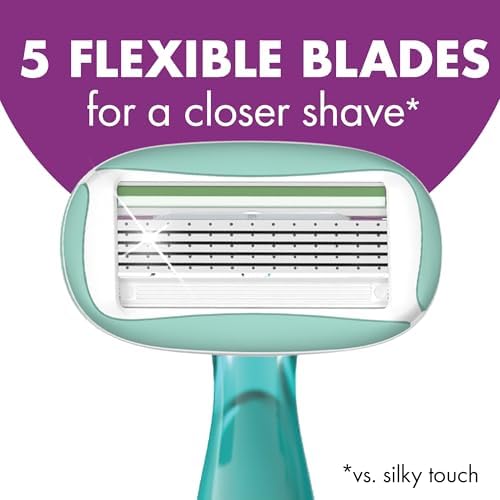 BIC Soleil 5 Sensitive Women's Disposable 5 Blade Razors, 360 Degree Moisture Strips and Pivoting Head, 4-Pack