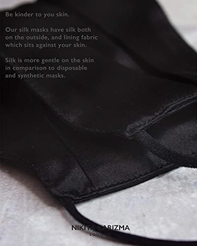 KARIZMA Beverly Hills Silk Face Mask. Black Fashionable Designer Face Mask for Women. Washable Fabric Face Mask Reusable Facemask. 19 Momme Mulberry Silk Mask - Luxury Fashion Masks for Women