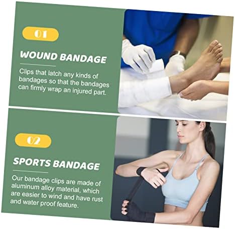 Wakauto 50Pcs Aluminum Alloy Metal Bandage Clips Wrap Fastener Buckle Elastic Bandage Clips for Medical and Clothing Use Simple Design