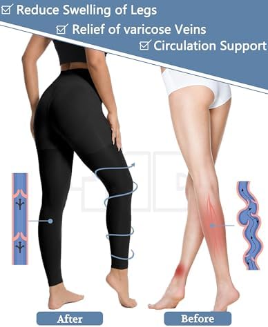 +MD 140D Light Compression Pantyhose for Women, 15-20mmHg Graduated Compression Tights, Footless Leggings for Leg Support