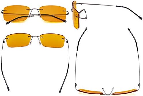 Eyekepper Titanium Rimless Orange Tinted Lenses Computer Reading Glasses Readers Men Women