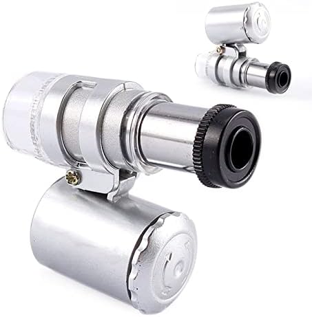 60X Pocket Microscope Portable Mini Microscope Handheld Jewelry Magnifier Loupe Glass LED Light Magnifying Microscope