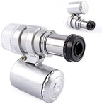 60X Pocket Microscope Portable Mini Microscope Handheld Jewelry Magnifier Loupe Glass LED Light Magnifying Microscope