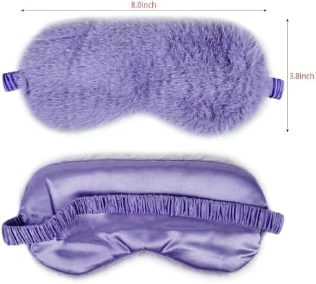 1 Pack Sleep Mask, Eye Shade, Fur Blinkfold, Soft Plush Eye Sleeping Mask for Women, Men, Kids, Boys, Girls (Purple)