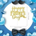 1 Pack Happy Father’s Day Cake Toppers, Glitter Cake Bunting Decor Best Dad Ever Love Father Cake Picks Party Decorations Supplies(Beard, Gold)