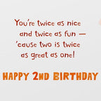 American Greetings Dinosaur 2nd Birthday Card for Toddler Kids, Happy Birthday Card for 2-Year-Old Boys or Girls (Twice as Nice)
