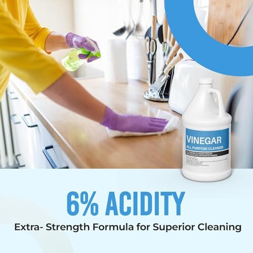 (4 Gallons) - Distilled White Cleaning Vinegar 6% Acidity - Multi-Purpose Household Surface Cleaner, Safe for Laundry - Ready to Use - (1 Gallon Per Jug)