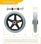 2 Pack Wheelchair Wheel - Environmentally Friendly PU Material,6 Inch Solid Tire,Wear-Resistant,Anti-Slip,Universal Wheelchairs, Walker and Various Cart Replacement Wheel Accessories，Grey
