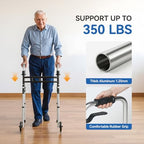 Folding Walkers for Seniors，Medical Bariatric Walker Lightweight 5'' Front Wheel Walker Height and Width Adjustable Aluminum Standard Walker for Handicap