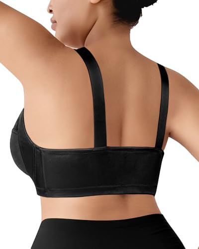 Women's Wireless Bra Front Closure Plus-Size Bras 2 Pack, Lace Full Coverage Comfortable with Wide Strap