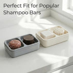 Double Soap Dish, Dual Compartment Soap Holder, Bar Shampoo Holder with Drainage Layer, Soap Tray for Bathroom, Shower, Bathtub (1pc, Gray)