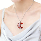 XIANNVXI Necklaces for Women Crescent Moon Pendant Necklace Tree of Life Wire Wrapped Crystal Necklaces Natural Gemstone Quartz Jewelry for Women