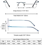 Eyekepper Frameless Reading Glasses Women - Round Rimless Readers Men Blue +1.50