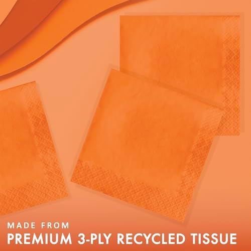 Creative Converting 3-Ply Paper Luncheon Napkins, Sunkissed Orange Color, 50 Count