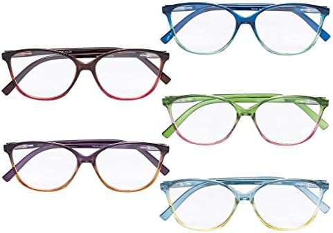 Eyekepper Ladies Reading Glasses 5 Pack Large Cat-eye Stylish Readers Women +1.25