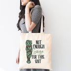 TSIIUO Women's Not Enough Sage for This Shit Canvas Tote Bag Funny Humor Sayings Sage Lover Gifts Reusable Shopping Bag