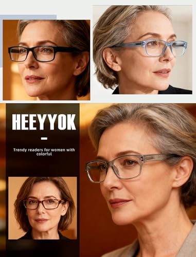 HEEYYOK Readers For Wome Reading Glasses Womem For Small Face Square Cheaters Reading Glasses Womens Lightweight 4-Pack