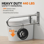 SPECILITE Heavy Duty Toilet Grab Bar 29.5 in, 440 Lbs Load Capacity, Anti-Slip Flip up Handicap Safety Rails for Shower, Wall Mount Support Handrails with Paper Holder, for Elderly, Disabled, Pregnant