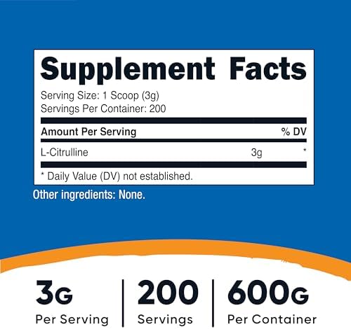 Nutricost Pure L-Citrulline (Base) Powder (600 Grams)
