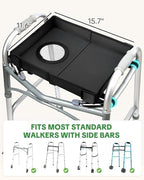 FANGSUN Walker Tray for Folding Walker 2.0 – Upgraded Detachable Tray for Walkers with Extended Straps & Cup Holder, Fits Rolling Walkers with Side Bars, Mobility Accessory for Seniors