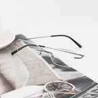 Eyekepper Titanium Rimless Reading Glasses Frameless Rectangle Oval Readers Women Men Gunmetal +1.50