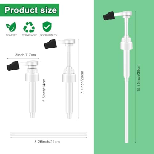 2pcs White Syrup Pump 750ml Glass Bottle White Coffee Syrup Pump with Tip Cap(2) Compatible with Monin Glass Bottles