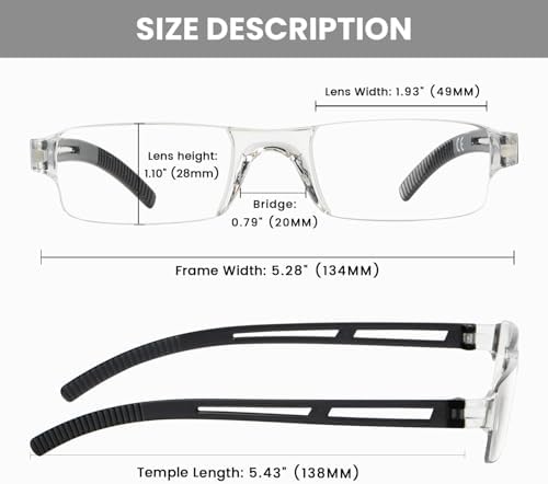 Eyekepper 5 Pack One-Piece Rimless Design Reading Glasses Lightweight Comfortable Readers for Men Women