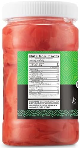 Best of Thailand Japanese Pink Pickled Sushi Ginger | No MSG | 2 Jars of 12oz Fresh Sliced Young Gari Pickled Ginger in Sweet Pickling Brine with Color | Fat-Free, Sugar-Free, Kosher