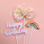 Pink Cake Topper 10pcs Heart Star Bowknot Shape Cake Decoration for Boys Girls WomenBirthday Baby Shower Party Anniversary (Pink Star and bowknot 10pcs)