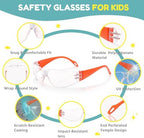 Kids Safety Glasses 24 Pack, ANSI Z87.1 Bulk Clear Lens Child Protective Glasses Scratch and Impact Resistant Youth Safety Goggles with Multicolor Frame for School Science DIY