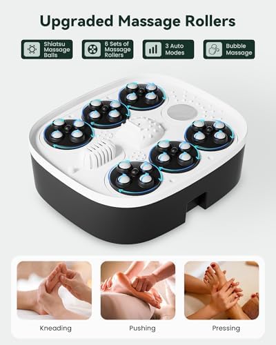 Snailax Foot Spa Bath Massager with Heat, Remote Control, Shiatsu Massage Rollers, Bubble, Temperature Control, Collapsible, Pedicure Foot Soaking Tub