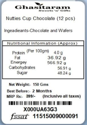 Ghasitaram Gifts Diwali Gifts Diwali Chocolates - Nutties Cup Chocolate (12 pcs)