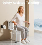 HOMLAND Toilet Safety Rail for Seniors with Adjustable Height & Width, Toilet Safety Frame with Handles, 350LB Toilet Support Rail for Handicap and Disabled, Grey