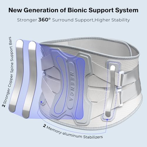 NEENCA Back Brace for Lower Back Pain Relief with Bionic Support System, Lumbar Support Belt for Women&Men with Lumbar Pad, Soft Breathable 3D Knit Fabric for Herniated Disc, Sciatica, Scoliosis...
