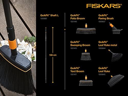 Fiskars All-Purpose Broom, Broom Head, Width: 26 cm, Plastic Bristles, Black/Orange, QuikFit, 1001417