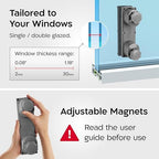 Tyroler Magnetic Window Cleaner Tool | The Silicone Glider R-2 AFC Fits Windows 0.1"-1.2" Thick | Double Sided Outside Window Cleaner Tool | Adjustable Control