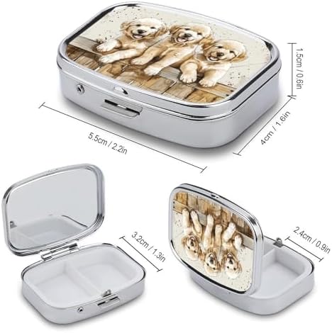 Three Small Dogs Print Pill Box Medicine Pill Organizer Small Pill Case Travel Pill Container Portable Pill Case for Pocket 2 Compartment Pill Holder Pill Boxes for Travel