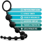 Blush Anal Adventures 12.5" Beginner's Soft Anal Beads - 10 Graduated Silicone Anal Beads w/O-Ring Pull Loop - Anal Training Beads for Adult Sex Toys Men Women & Couples Bum Plugs - Black