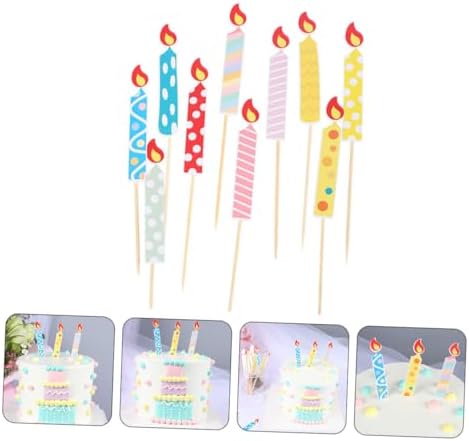 50Pcs Candle Pattern Cake Toppers Festive Candle Shaped Decorations for Birthday Parties and Celebrations