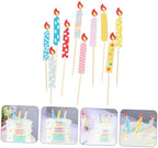 50Pcs Candle Pattern Cake Toppers Festive Candle Shaped Decorations for Birthday Parties and Celebrations
