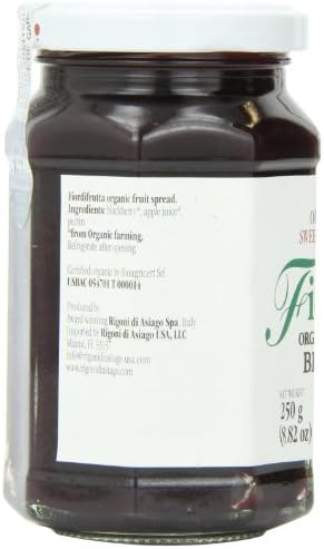 Fior Di Frutta, Fruit Spread Blackberry Organic, 8.82 Ounce