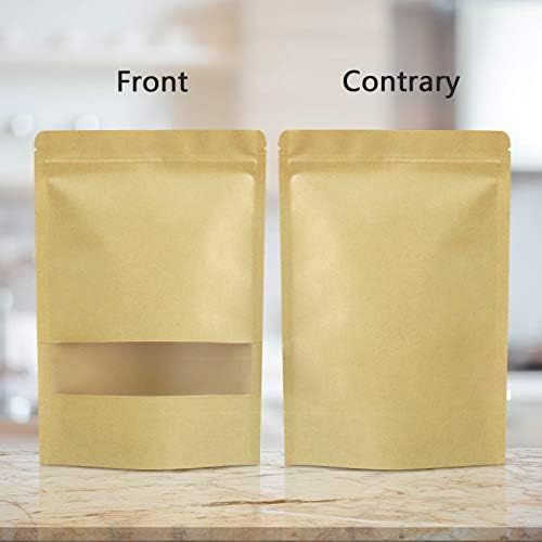 FireKylin 100 Pcs Paper Bags Resealable bags 3.5" x 5.5" Zipper Food Storage Bags, Stand Up, with Matte Window, Reusable, Sealable, for Packaging Products