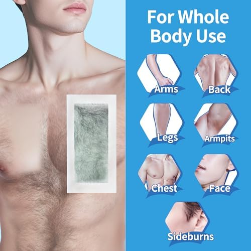 Beauty7 Men Wax Strips for Body, Ready to Use Waxing Strips, Facial Hair Removal Wax, Legs Arms Chest At Home Waxing Kit, 36 Waxing Strip 4 Calming Oil Wipes