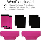 Underarm Crutch's Pad and Hand Grip Covers Universal Forearm Handle Padded Cushion Sets Accessories for Crutches Pads for Armpits (Rose Red)