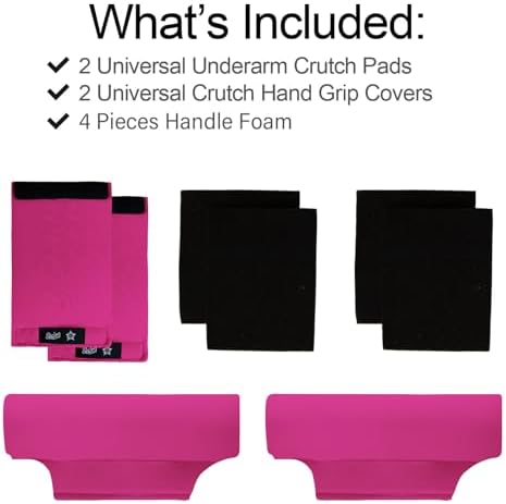Underarm Crutch's Pad and Hand Grip Covers Universal Forearm Handle Padded Cushion Sets Accessories for Crutches Pads for Armpits (Rose Red)