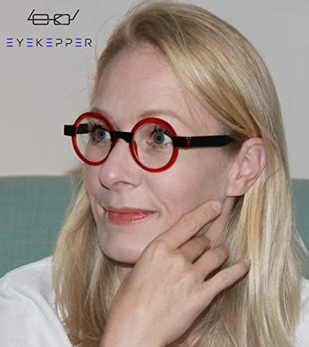Eyekepper Round Reading Glasses for Women Retro Readers Eyeglasses - Red +1.00