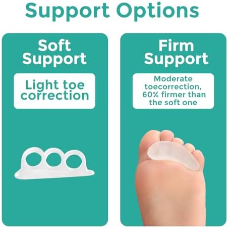 Welnove Hammer Toe Straightener Toe Corrector for Women - 8 Pcs Hammer Toe Cushion Pads for Bent, Crooked, Curled, Claw, and Hammer Toes - Soft Support and Realignment(Clear, 3 Loop Design)