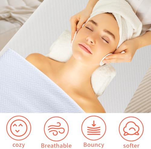 White Lash Bed Topper Memory Foam Topper for Massage Bed,73x29x2 inch Memory Foam Massage Mattress with Removable Cover, Elasticized Non-Slip,Lash Bed Topper (Not Included Bed), for Massage and Beauty